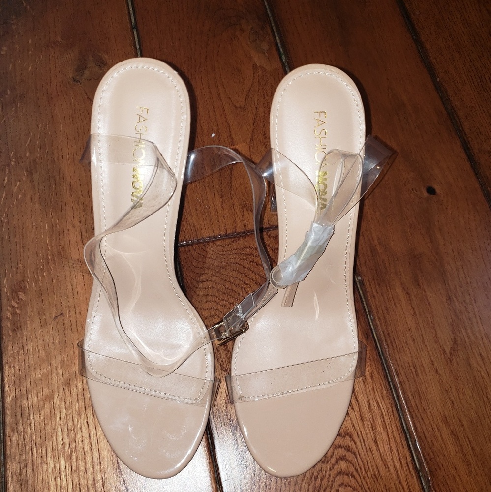 Clear block heels